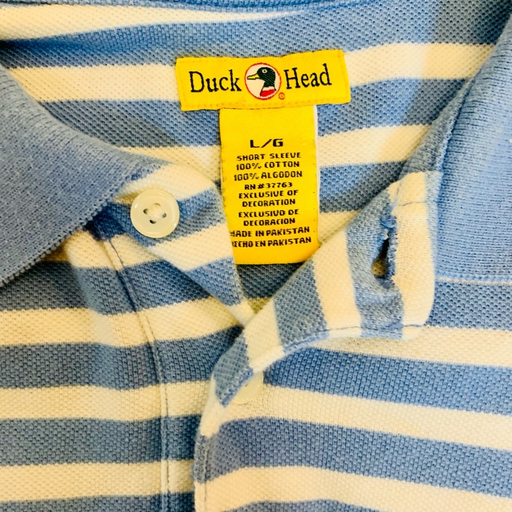 *Vintage* blue and white stripped Men’s Polo SZ L